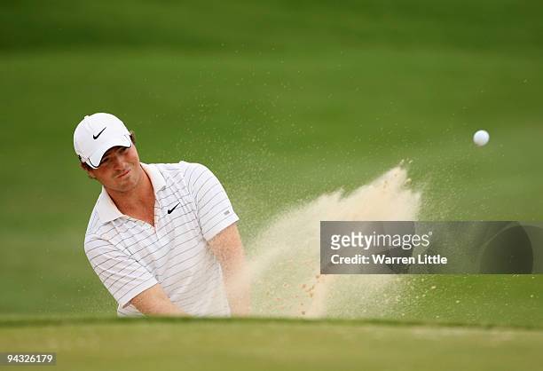 Pablo Martin of Spain plays out of the 11th greenside bunker during the third round of the Alfred Dunhill Championship at Leopard Creek Country Club...