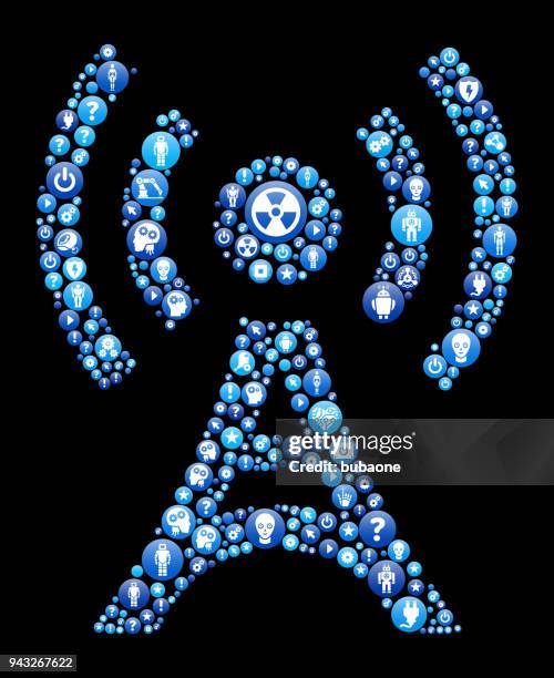 broadcasting tower blue icon pattern background - question mark pattern seamless stock illustrations