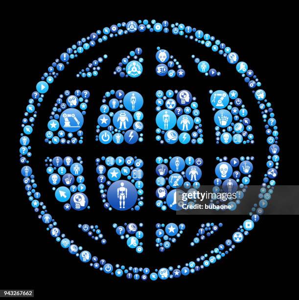 globe blue icon pattern background - exoskeleton stock illustrations