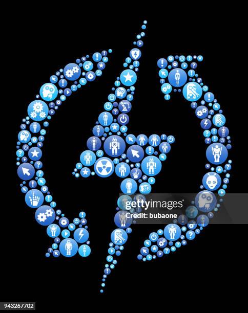 electric bolt blue icon pattern background - exoskeleton stock illustrations