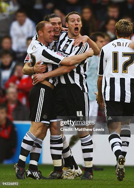 Kevin Nolan of Newcastle celebrates his goal during the Coca-Cola Championship match between Barnsley and Newcastle United at Oakwell on December 12,...