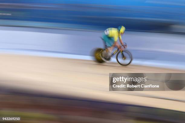 Kelland O'Brien of Australia competes during Cycling on day four of the Gold Coast 2018 Commonwealth Games at Anna Meares Velodrome on April 8, 2018...