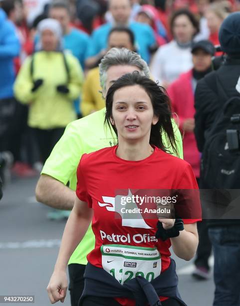 Contestants take part in the 13th Vodafone Istanbul Half Marathon at Yenikapi Square in Istanbul, Turkey on April 08, 2018.