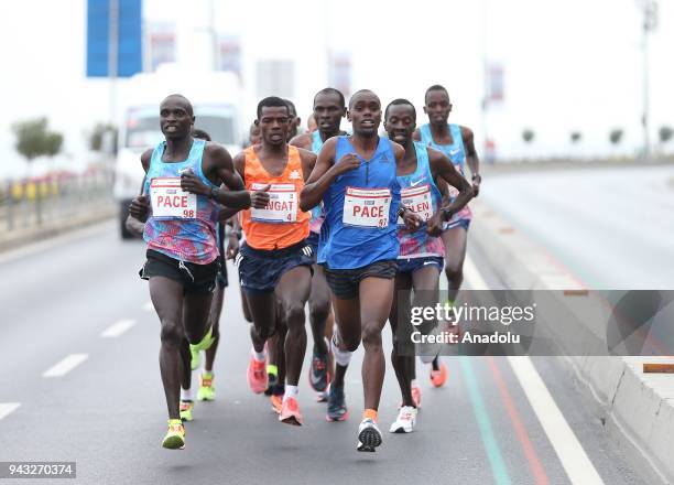 Contestants take part in the 13th Vodafone Istanbul Half Marathon at Yenikapi Square in Istanbul, Turkey on April 08, 2018.