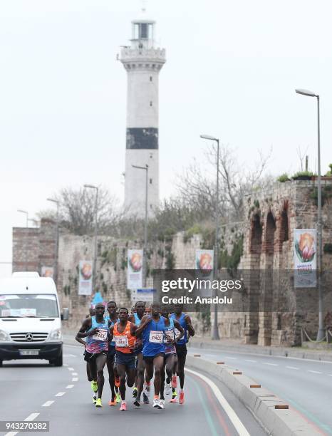 Contestants take part in the 13th Vodafone Istanbul Half Marathon at Yenikapi Square in Istanbul, Turkey on April 08, 2018.