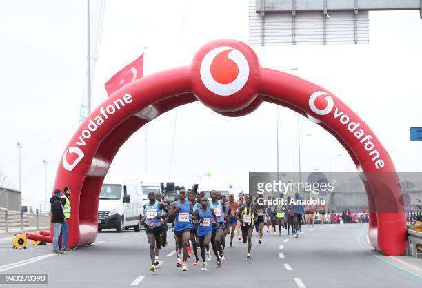 Contestants take part in the 13th Vodafone Istanbul Half Marathon at Yenikapi Square in Istanbul, Turkey on April 08, 2018.