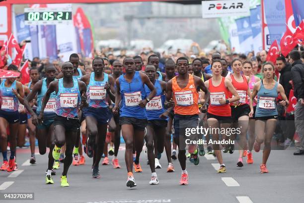 Contestants take part in the 13th Vodafone Istanbul Half Marathon at Yenikapi Square in Istanbul, Turkey on April 08, 2018.