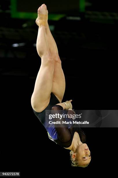 Elsabeth Black of Canada competes in the WomenÕs Vault Final during Gymnastics on day four of the Gold Coast 2018 Commonwealth Games at Coomera...