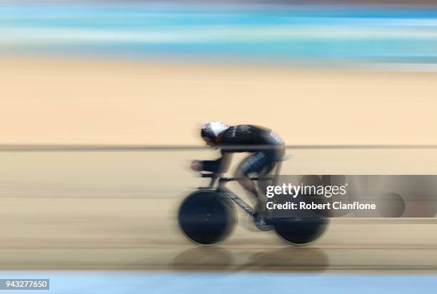 Edward Dawkins of New Zealand competes in the MenÕs 1000m Time Trial Final during Cycling on day four of the Gold Coast 2018 Commonwealth Games at...