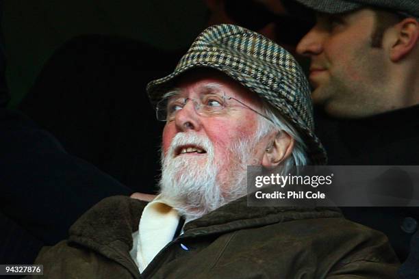 Sir Richard Attenborough watches the action during the Barclays Premier League match between Chelsea and Everton at Stamford Bridge on December 12,...