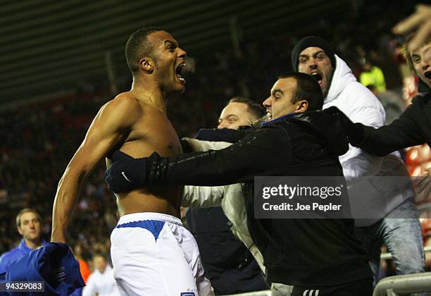 Younes Kaboul of Portsmouth competes scoring late goal during the Barclays Premier League match between Sunderland and Portsmouth at The Stadium of...