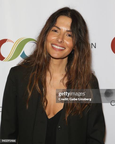 Actress Sarah Shahi attends the ClexaCon 2018 convention at the Tropicana Las Vegas on April 7, 2018 in Las Vegas, Nevada.