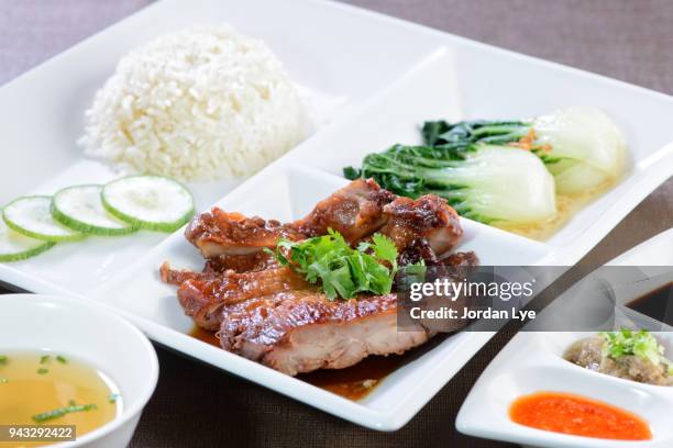 chicken "char siu" rice - oily slippery stock pictures, royalty-free photos & images