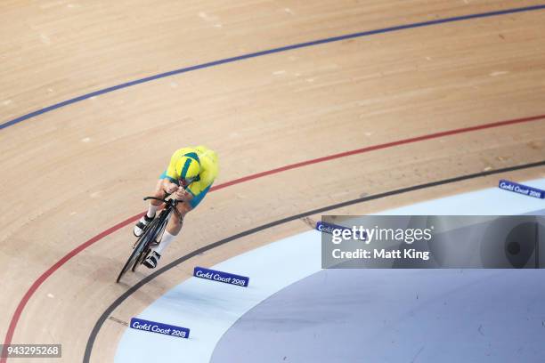 Matt Glaetzer of Australia competes in the Men's 1000m Time Trial during Cycling on day four of the Gold Coast 2018 Commonwealth Games at Anna Meares...