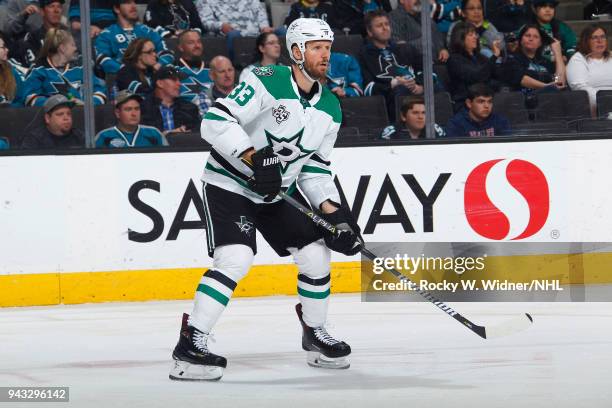 Marc Methot of the Dallas Stars skates against the San Jose Sharks at SAP Center on April 3, 2018 in San Jose, California. Marc Methot