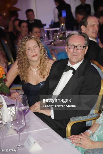 Helmut Zierl and her girlfriend Sabrina Boecker during the 21st Blauer Ball at Hotel Atlantic on April 7, 2018 in Hamburg, Germany.