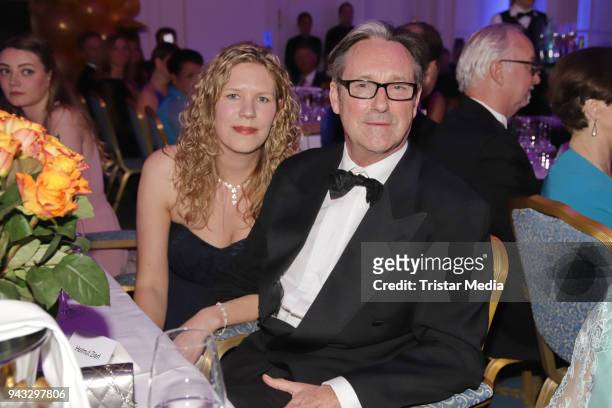 Helmut Zierl and her girlfriend Sabrina Boecker during the 21st Blauer Ball at Hotel Atlantic on April 7, 2018 in Hamburg, Germany.