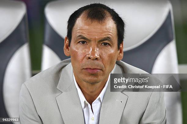 Coach Jose Cruz of Atlante is seen during the FIFA Club World Cup quarter-final match between Auckland City and Atlante at the Zayed Sports City...