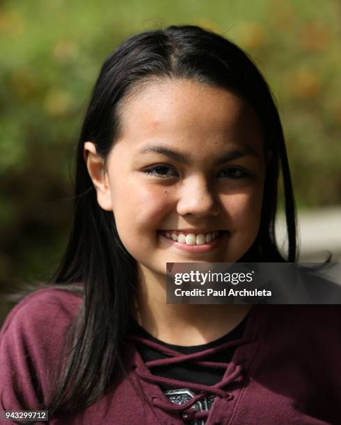 Actress Chalet Lizette Brannan poses on the set of Amazon Prime's 'Chosen Kin: Origins' on April 6, 2018 in Pasadena, California.