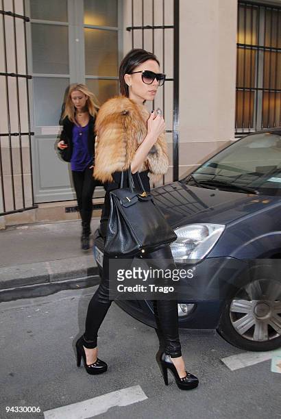 Victoria Beckham sighting while shopping at Stella McCartney boutique on December 12, 2009 in Paris, France.
