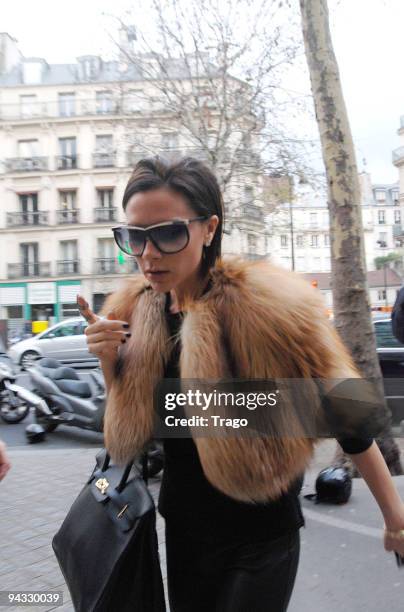 Victoria Beckham sighting while shopping at MERCI concept store on December 12, 2009 in Paris, France.