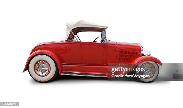 cool retro car with clipping paths - convertible isolated stock pictures, royalty-free photos & images