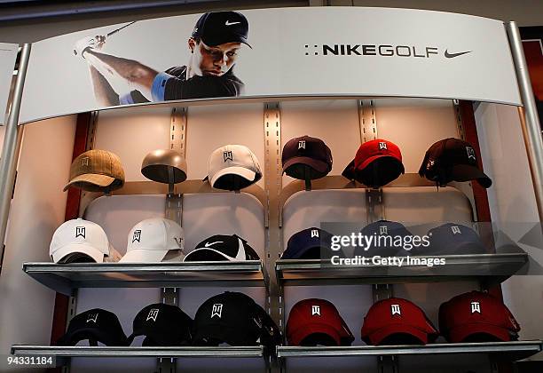 Nike Golf display featuring Tiger Woods is shown at a golf shop on December 12, 2009 in Orlando, Florida. Woods announced that he will take an...