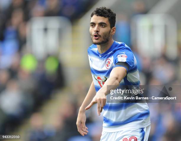 Reading's Tiago Ilori during the Sky Bet Championship match between Reading and Preston North End at Madejski Stadium on April 7, 2018 in Reading,...