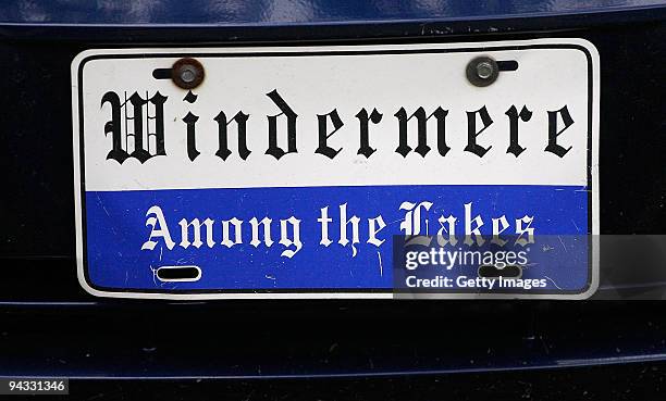 Licence plate is seen outside the Windermere police station on December 12, 2009 in Windermere, Florida. Tiger Woods announced that he will take an...