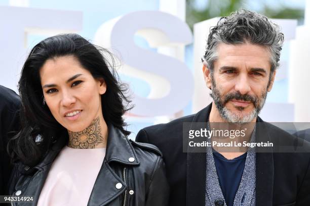 Mi Hoa Lee and Leonardo Sbaraglia attend "Felix" Photocall during the 1st Cannes International Series Festival on April 8, 2018 in Cannes, France.