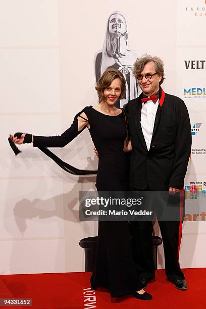 Wim Wenders, President of the European Film Awards, and his wife Donate attend the 22nd European Film Awards at the Jahrhunderthalle on December 12,...