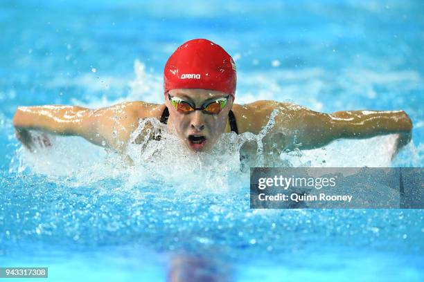 Siobhan Marie O'Connor of England competes during the Women's 200m Individual Medley Final on day four of the Gold Coast 2018 Commonwealth Games at...