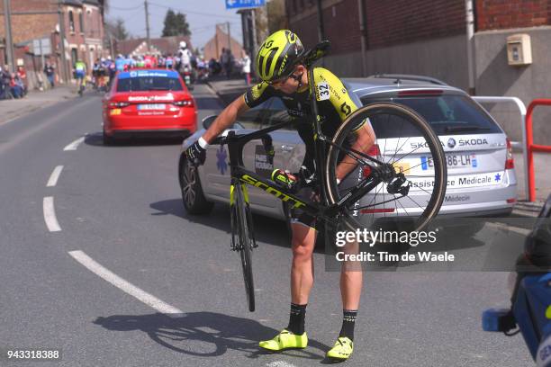 Jack Bauer of New Zealand and Team Mitchelton-Scott / Mechanical Problem / Crash / during the 116th Paris - Roubaix 2018 a 257km race from Compiegne...