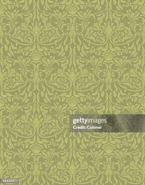 a wallpaper with yellowish vintage leafy pattern - delicate fabric stock illustrations