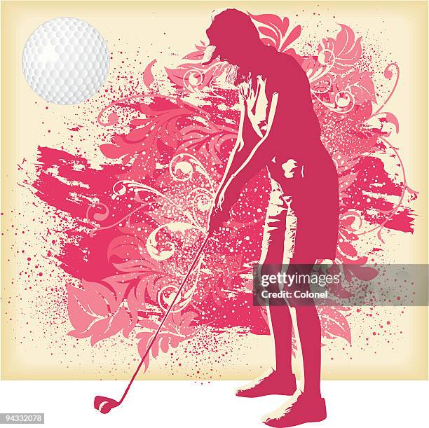 stockillustraties, clipart, cartoons en iconen met sports people - golf - female golfer illustration