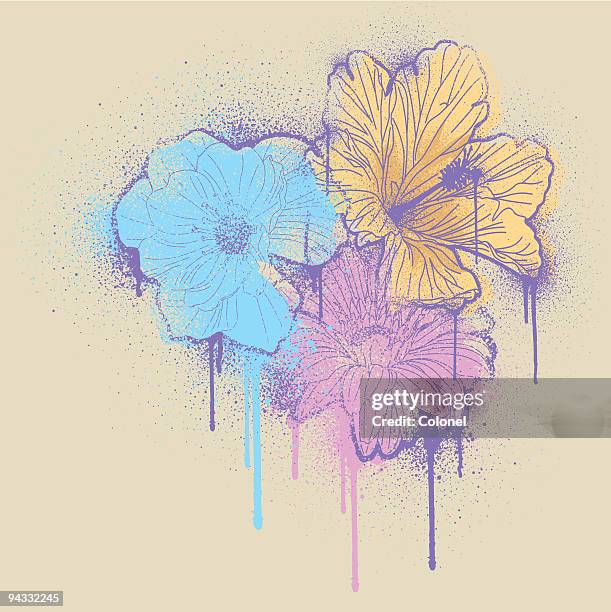 grafiti stencil flowers - gerbera daisy stock illustrations