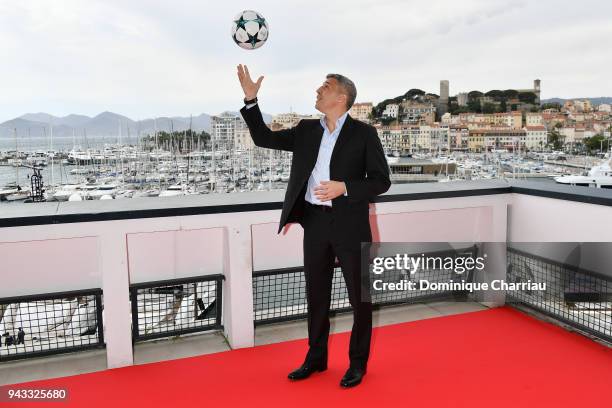 Hernan Crespo poses at MIPTV 2018 Photocall on April 8, 2018 in Cannes, France.