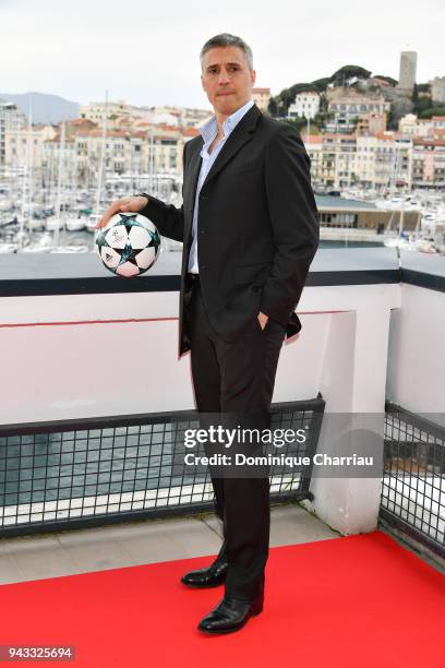 Hernan Crespo poses at MIPTV 2018 Photocall on April 8, 2018 in Cannes, France.