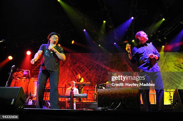 Astro and Duncan Campbell of UB40 perform on stage at O2 Arena on December 12, 2009 in London, England.