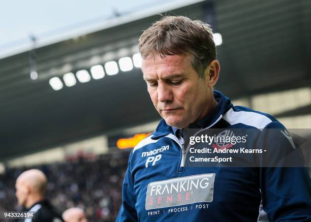 Bolton Wanderers' manager Phil Parkinson during the Sky Bet Championship match between Derby County and Bolton Wanderers at iPro Stadium on April 7,...