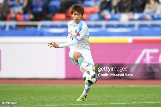 Shintaro Kurumaya of Kawasaki Frontale in action during the J.League J1 match between Yokohama F.Marinos and Kawasaki Frontale at Nissan Stadium on...