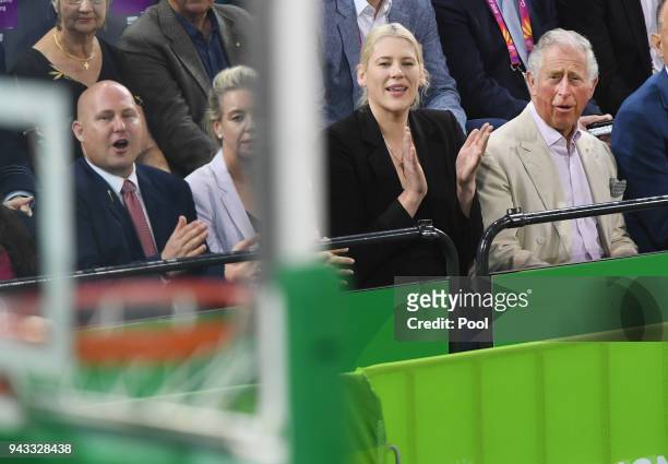 Britain's Prince Charles during the India V New Zealand women's basketball game at the Commonwealth Games, Cairns, Queensland, Australia, on Sunday,...
