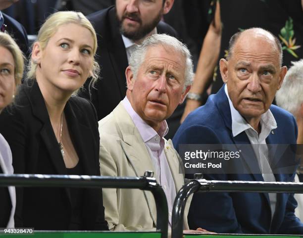 Britain's Prince Charles, Prince Of Wales, with former Australian and WNBA basketball player Lauren Jackson and Perry Crosswhite, former CEO of...
