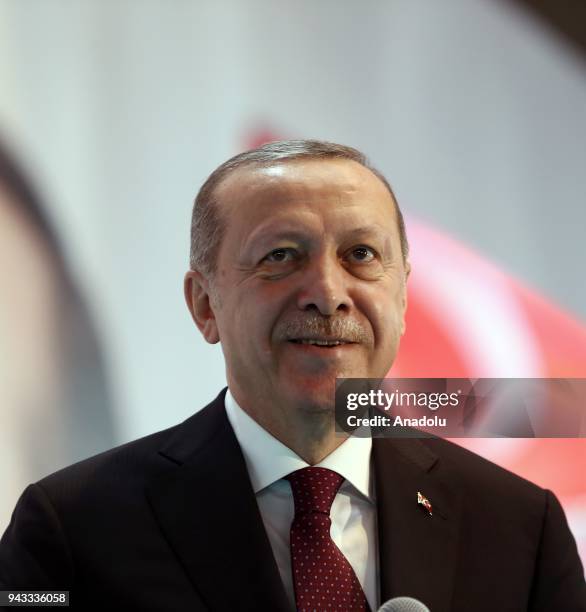 President of Turkey and leader of Turkey's ruling Justice and Development Party Recep Tayyip Erdogan gestures during AK Party's 6th ordinary...