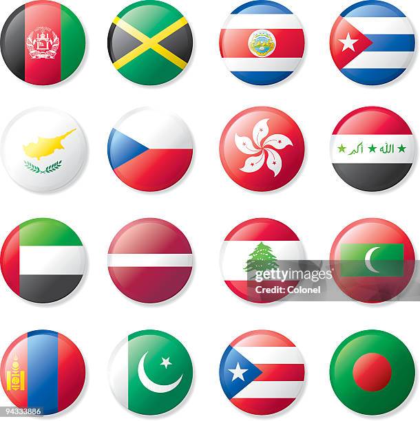 stockillustraties, clipart, cartoons en iconen met flag lapel buttons - rastafari