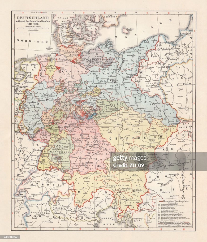 European Confederation Map Map Of The German Confederation Lithograph Published In 1897 High-Res ...