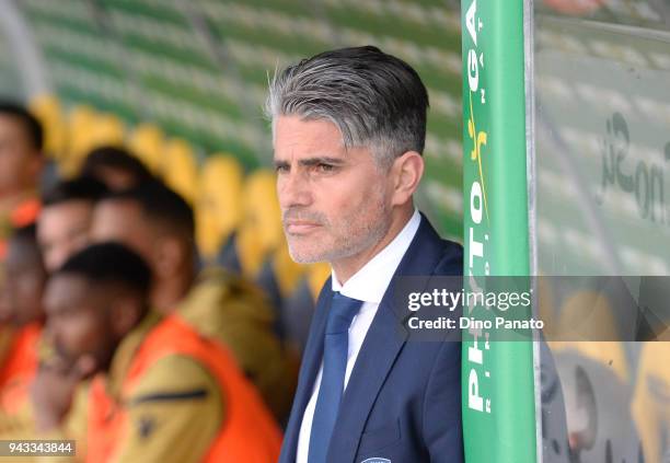 Head coach of Cagliari Diego Lopez looks on during the serie A match between Hellas Verona FC and Cagliari Calcio at Stadio Marc'Antonio Bentegodi on...