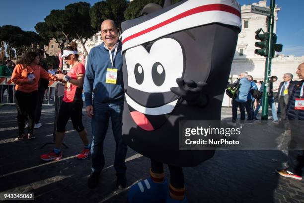 Nicola Zingaretti President of Lazio Region during the XXIV edition of the Rome Marathon, on April 8, 2018 in Rome, Italy