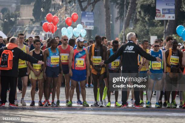 Athletes start to the XXIV edition of the Rome Marathon, on April 8, 2018 in Rome, Italy