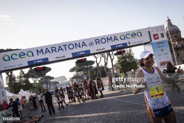 Athetes run at the XXIV edition of the Rome Marathon, on April 8, 2018 in Rome, Italy